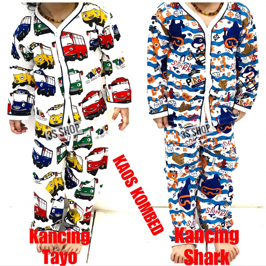  BAJU  TIDUR ANAK KIDS PIYAMA PP PAJAMAS BAHAN KAOS  COMBED 