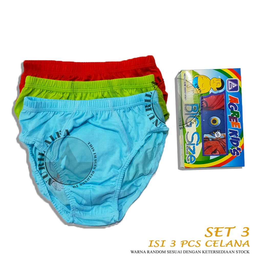 Set isi 3 Pcs Celana Dalam Anak Laki-Laki Big Size - Jumbo - Extra Large Agree CD Underwear