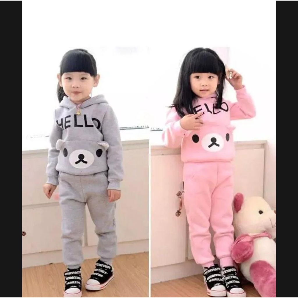 PAKAIAN ANAK TERBARU/SETELAN HOODIE ANAK PEREMPUAN 1-5 TAHUN