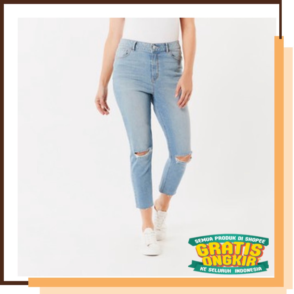 STRAIGHT SKINNY SLIM FIT /ANKO RIPPED SKINNY MID RISE JEANS |(JEANS ANKO SOBEK /JEANS WANITA )