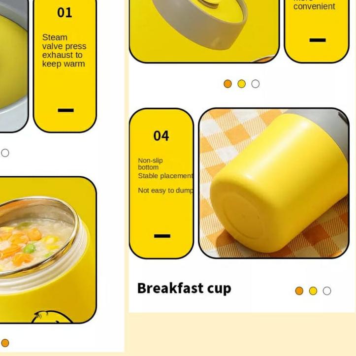 L DUCK BREAKFAST CUP / BABY FOOD CONTAINER 550 ML 304 STAINLESS STEEL / TERMOS SOUP BUBUR MPASI ANTI
