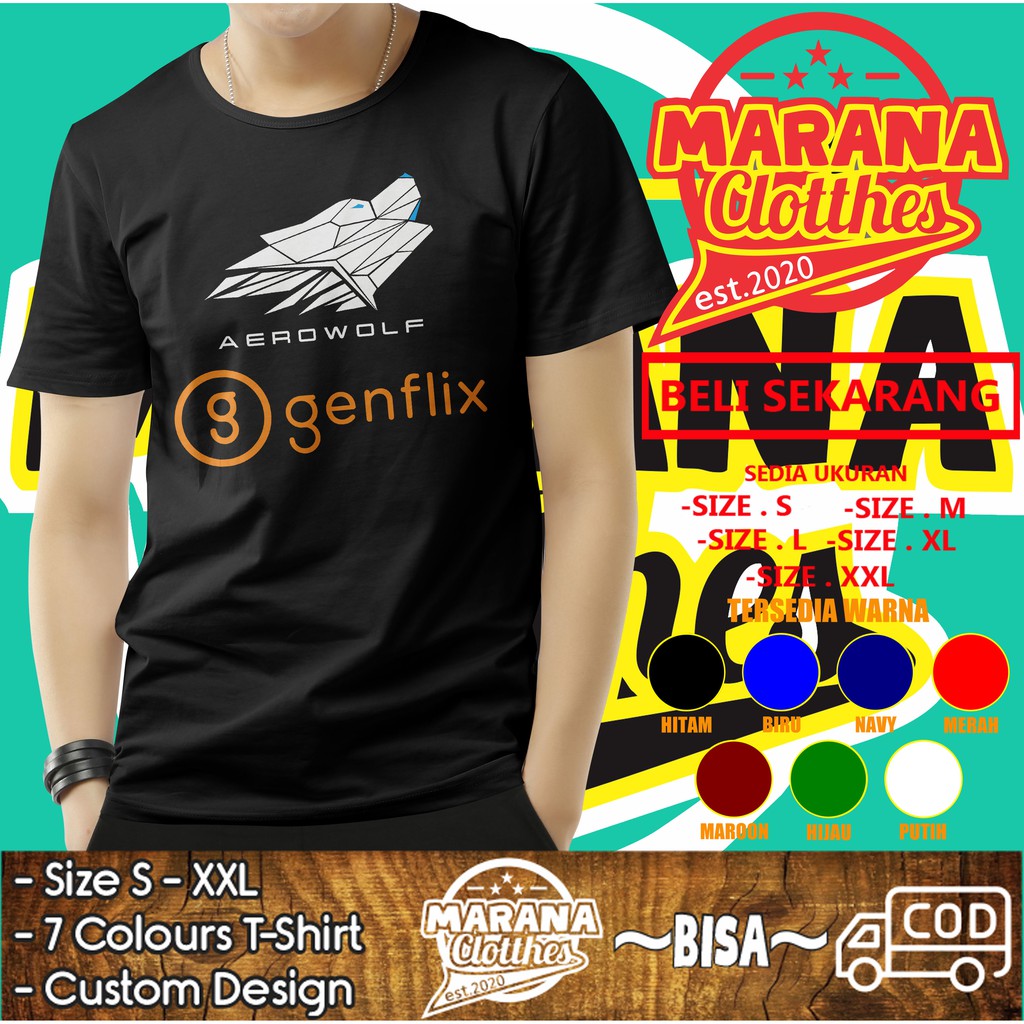 Kaos Genflix Aerowolf Logo Baju Distro