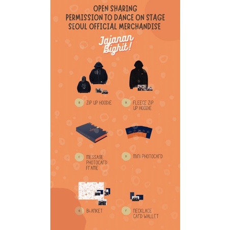 SHARING MERCH PERMISSION TO DANCE PTD MPC SET, ZIP UP HOODIE, FLEECE ZIP UP HOODIE, NECKLACE CARD WA