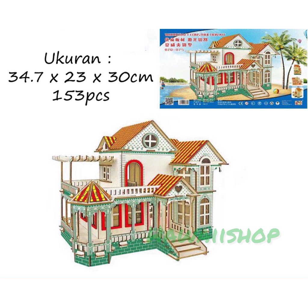 Puzzle kayu mainan / mainan puzzle / mainan edukasi / puzzle 3d - Villa Hawaii