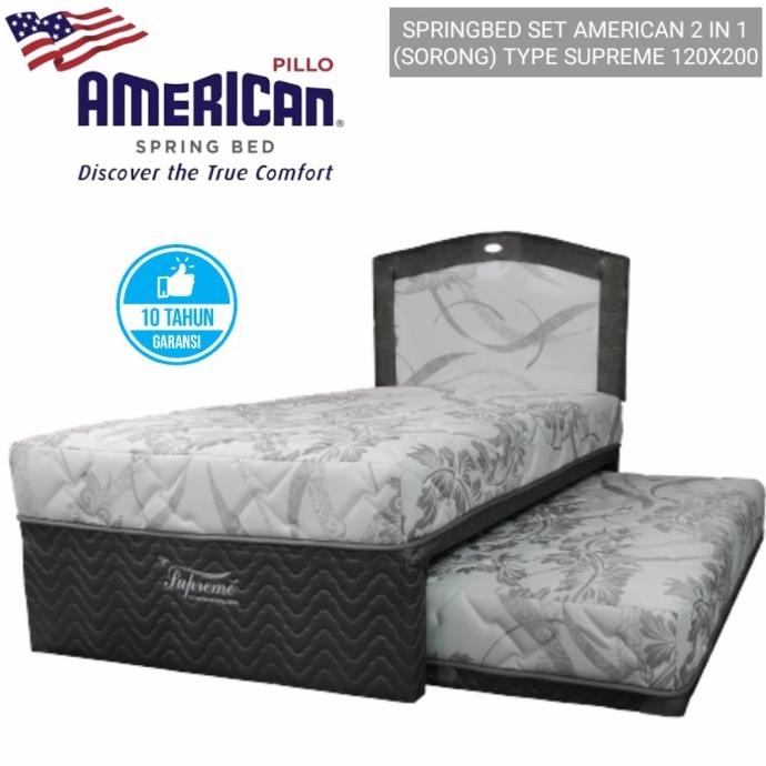 siap kirim] springbed set lengkap 2 in 1 merk american type supreme 120x200