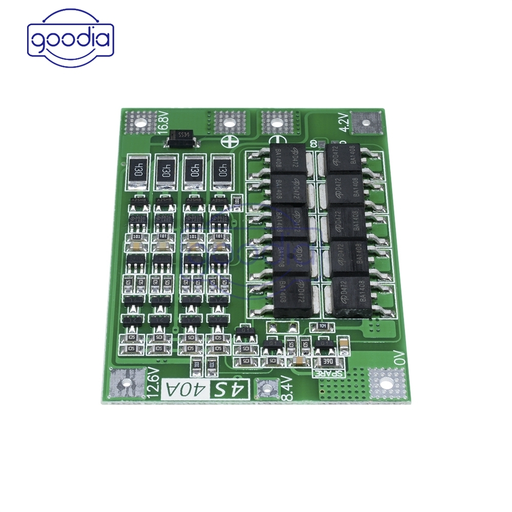 Papan Modul Perlindungan Bms Balanced Charger Baterai Lithium Li-Ion 4s 40a 18650