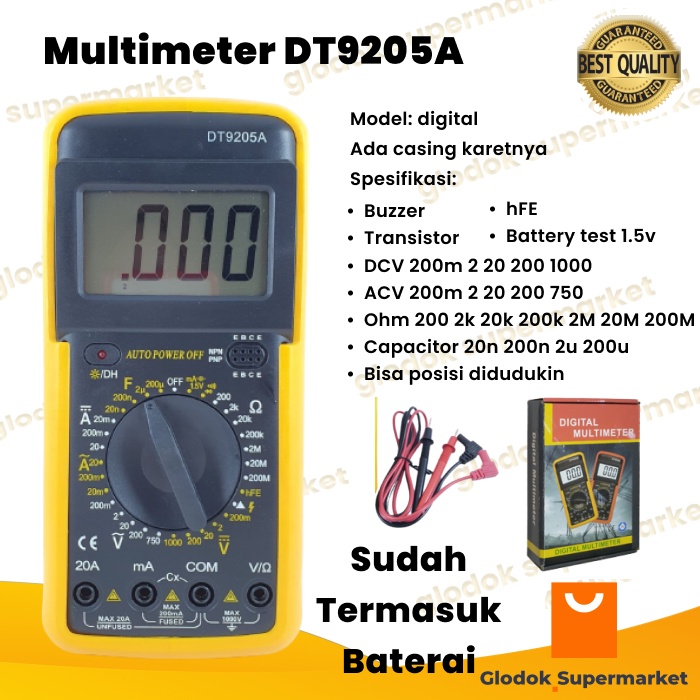 Multimeter DT9205A Multitester Digital DT 9205A Tester Besar DT-9205A Avometer