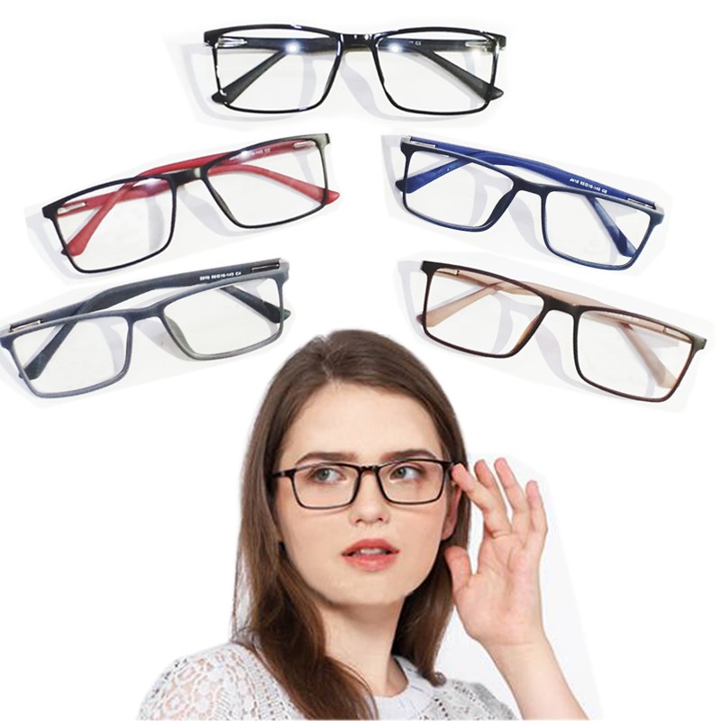 Kacamata Anti Radiasi Fashion Pria Wanita Model Korean Style Frame Kotak Gagang Warna Eye Glasses