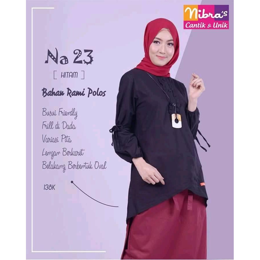 Atasan Nibras Muslim NA 23 Hitam/Atasan Muslim Wanita NA 23 Hitam Nibras/Blouse Muslime Hitam Nibras