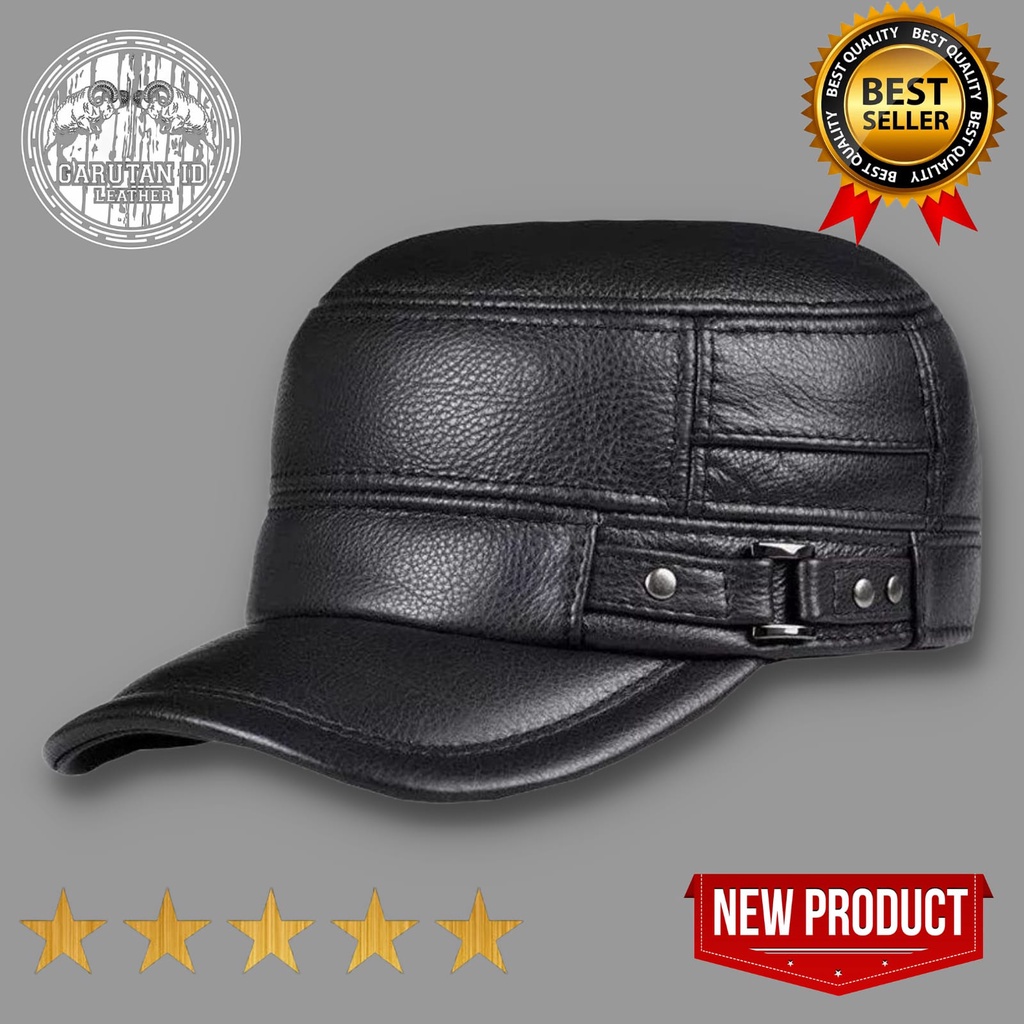 Topi kulit pria original - topi kulit komando original - topi kulit asli Garut050904