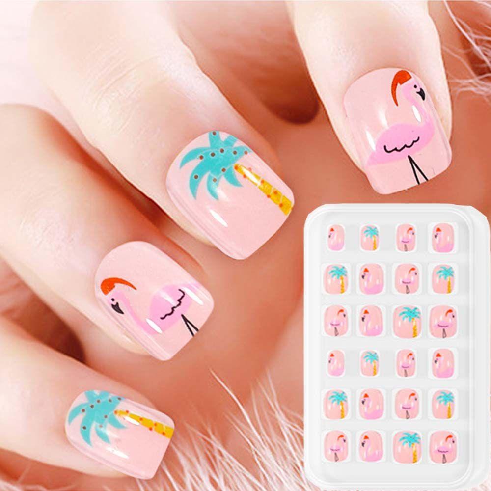 Agustina Anak Kuku Palsu Indah Alat Manicure Kartun Perekat Belakang DIY Nail Art