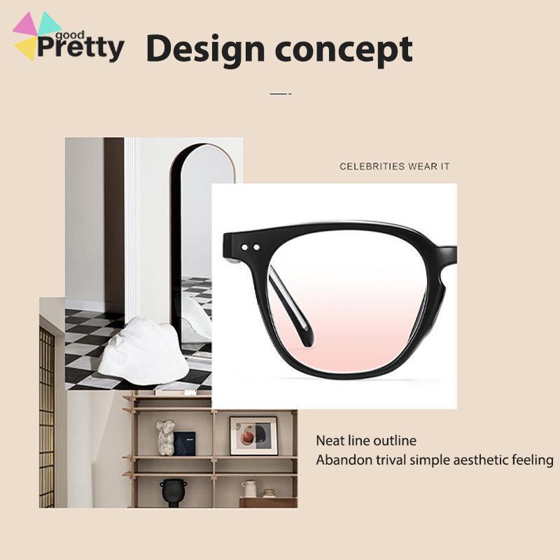 Gradient Pink Blush Glasses Wanita Trendi Wajah Bulat Kacamata Bingkai Hitam untuk Foto - PD