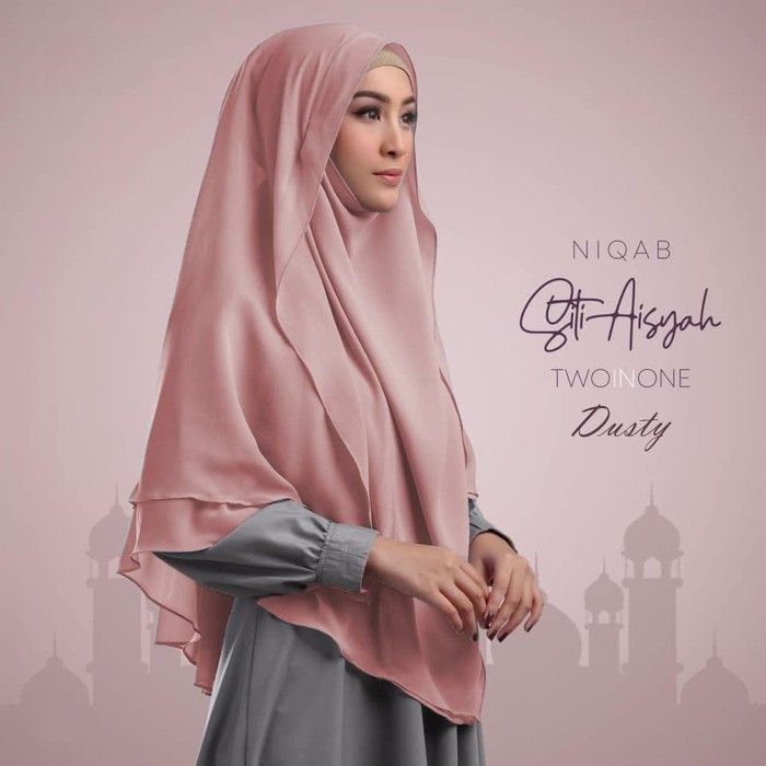 HIJAB JILBAB KERUDUNG PANJANG BERGO TALI NIQAB SYARI KHIMAR INSTAN SITI AMINAH 2 LAYER