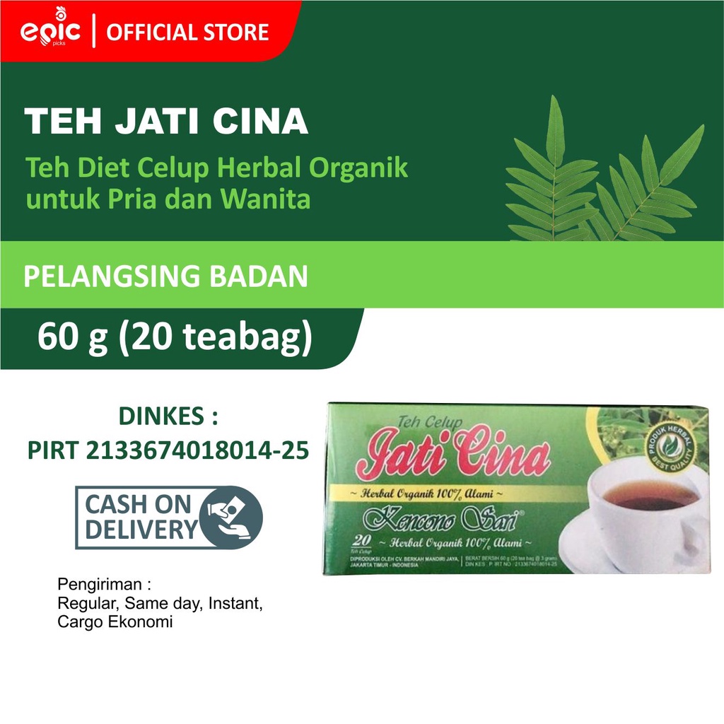 

Epicpicks Teh Celup Daun Jati Cina Kencono Sari 20 kantung