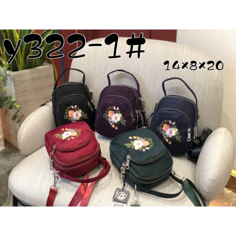 Tas Wanita Import Jinjing dan Selempang BOBO Mini BBY332 Y332 BB332 8186 332 Bunga Parasut K