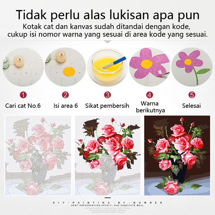 CANVAS PAINT BY NUMBER KIT 40x50CM LUKISAN DIGITAL OIL PAINTING DIY PAKET MELUKIS