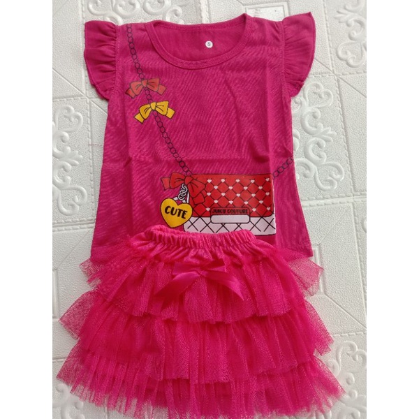 SETELAN ROK TUTU DAN KAOS RUFFLE USIA 0-1,5TH