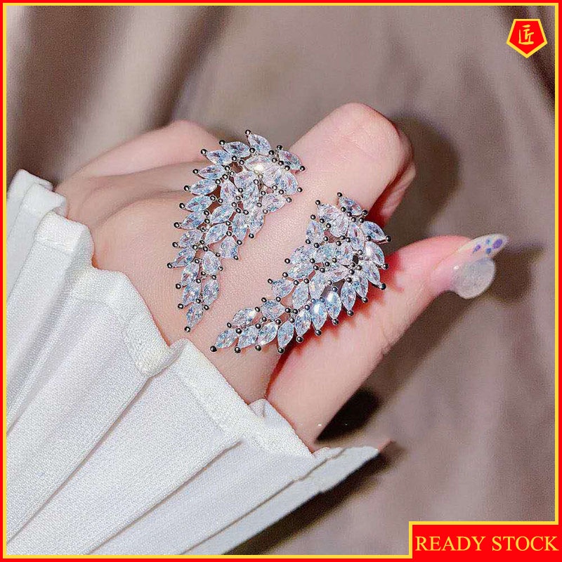 Fashion Luxury Full Diamond Open Ring Angel Wings Ring