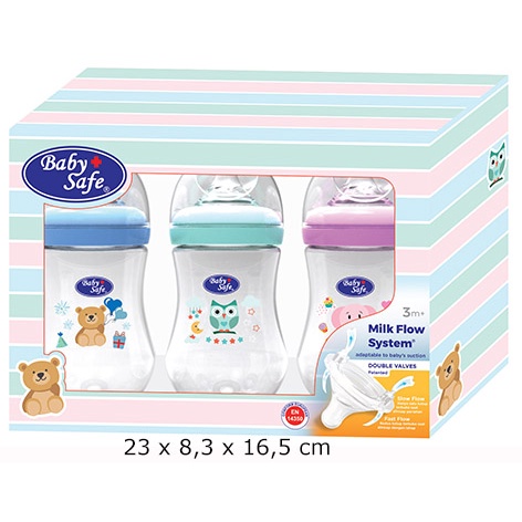 ♥BabyYank♥ [ISI 3] BABYSAFE WIDE NECK BOTTLE KARAKTER 125ML 250ML WNS01 WNS02 / BOTOL SUSU BABYSAFE BABY SAFE