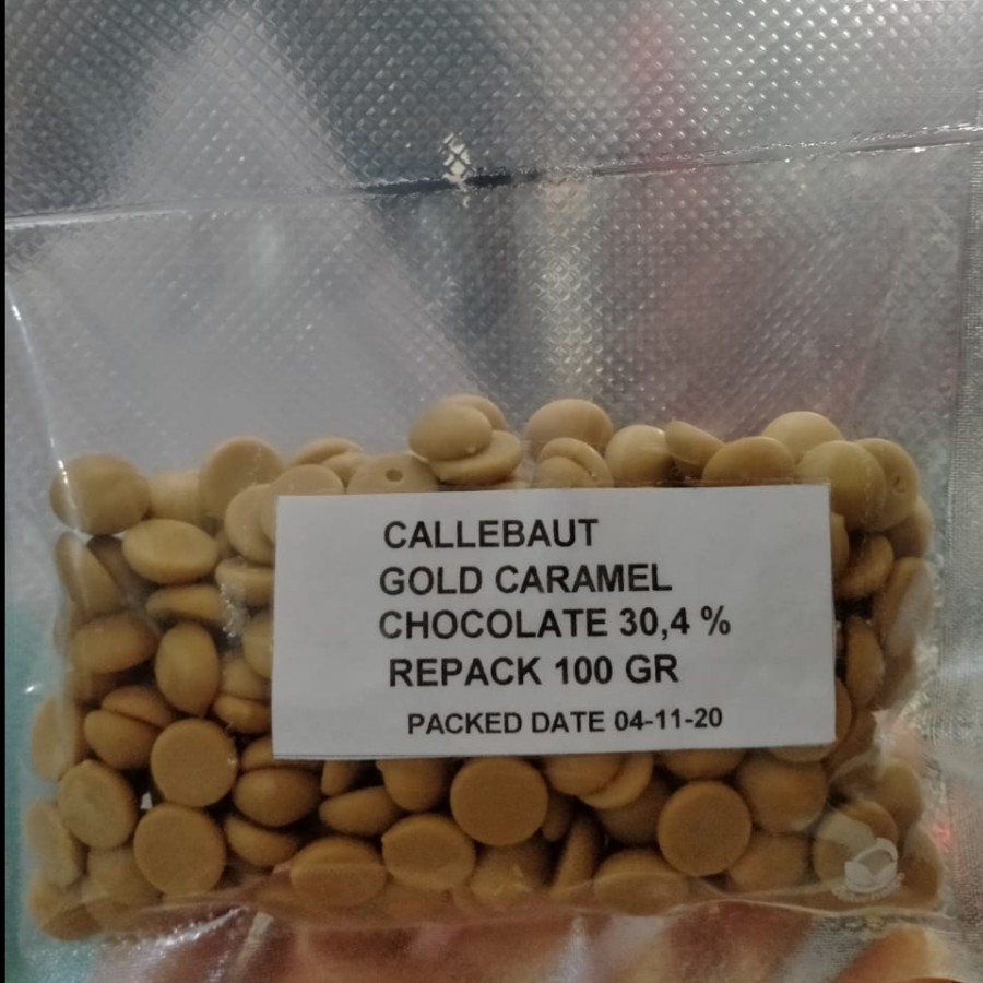 Barey Callebaut Gold Gold Caramel Chocolate Callets Repack 100g Gosend/Grab