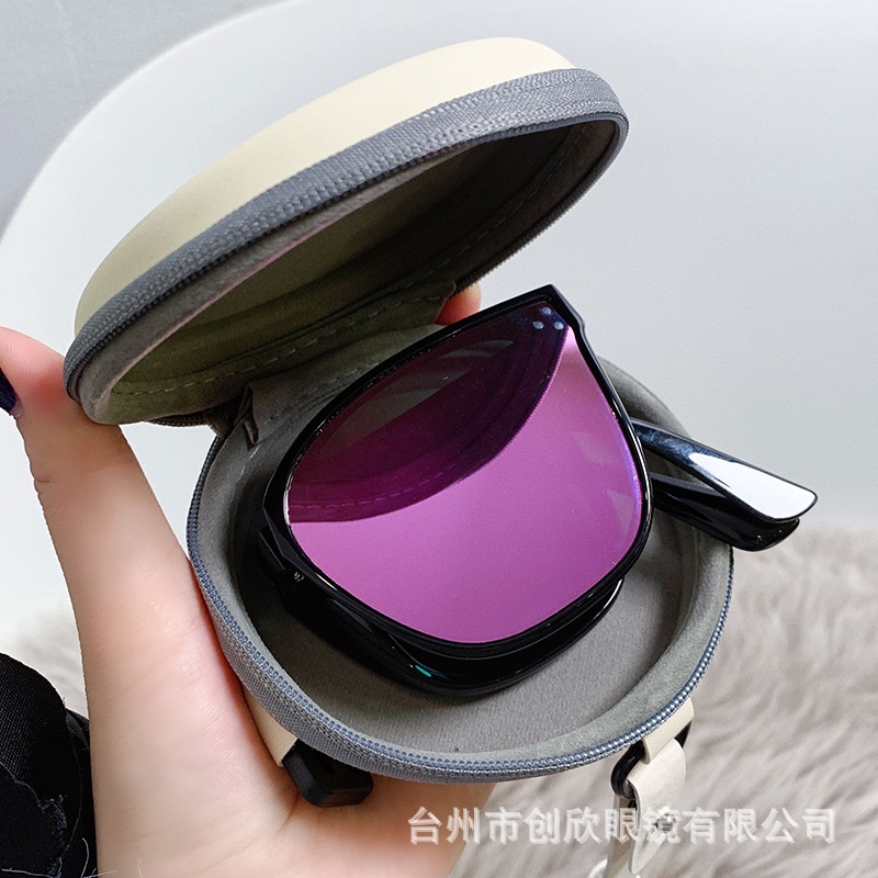 MSY Kacamata Hiam Pria Wanita Model Lipat Gaya Retro Korean INS fashion ANTI-UV /Dompet Kaca Mata Mini