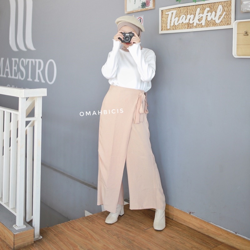 Shafira Tied Kulot pants Air flow By omahbicis -Wrap Pants-Celana Korea -Celana Anti kusut -Celana anti Setrika