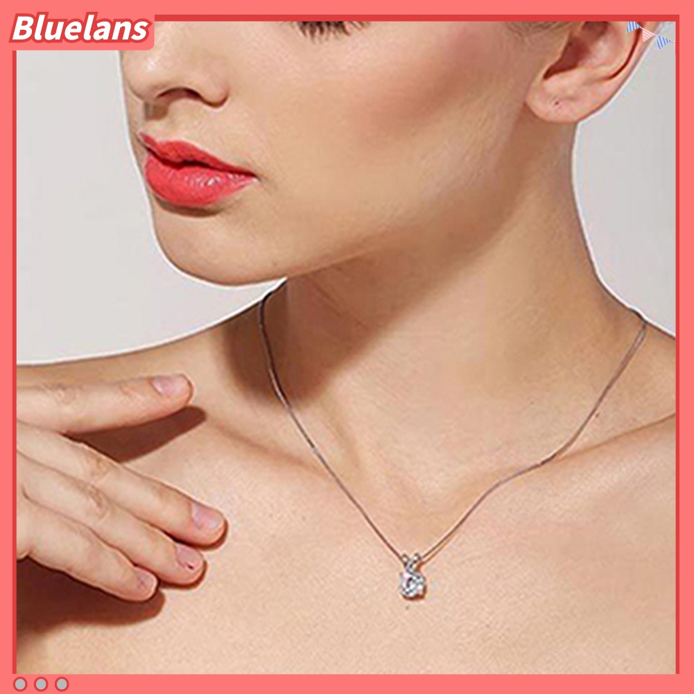 Kalung Rantai Liontin Stereoskopis Lapis Silver Aksen Berlian Imitasi Untuk Hadiah Wanita