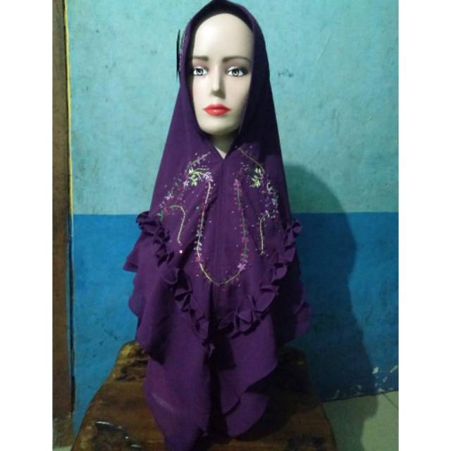 Khimar sulam ungu ORI DC Desvika