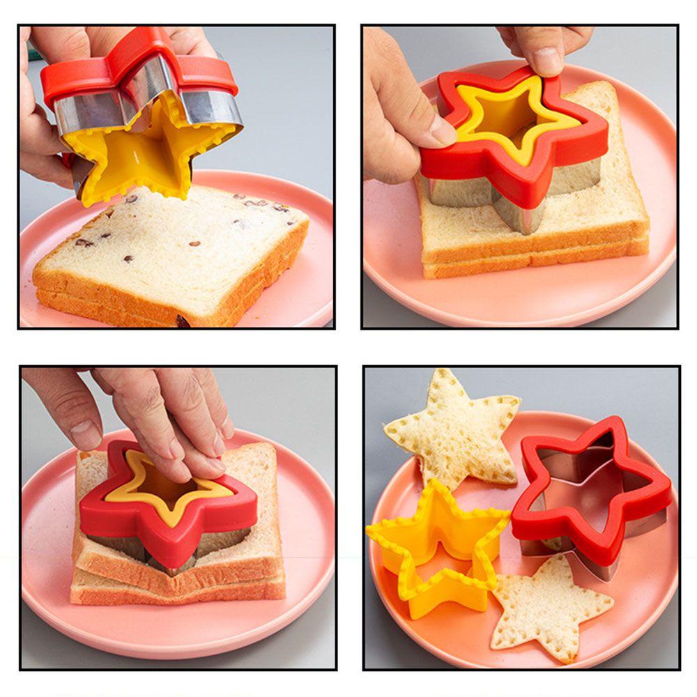 R-FLOWER Cetakan Sandwich Cutter Kue Kering Dapur Dekorasi Makanan Fondant Bulat Kotak 3D Cookie Cutter