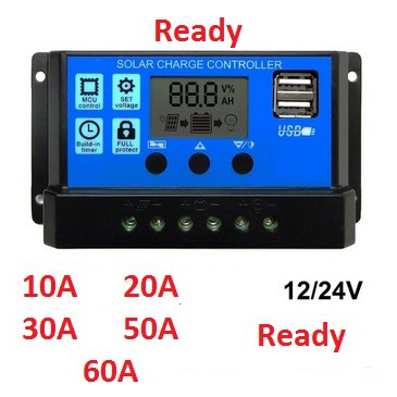 Solar Charge Controller 10A 20A 30A 40A 50A 60A Cell PWM Pengisi Daya Surya 12V 24V