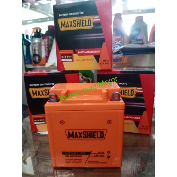 Aki MaxShield Gel elektrolit MTX3L 12V, 3Ah for RX-King old/new/Satria lumba/Ninja 150/NSR 150