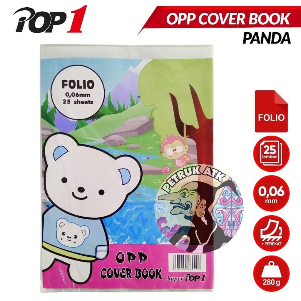 

[PAK] SAMPUL BUKU PLASTIK POP1 PANDA FOLIO F4 BENTUK KANTONG / SELIPAN (25 LEMBAR)*