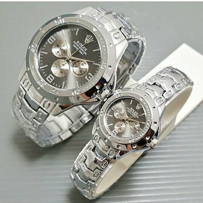 Jual jam tangan couple rolex / jtr 770 hitam Terkini