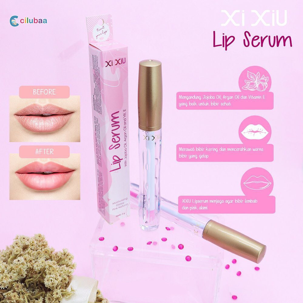 Jual XI XIU Lip Glow Serum Moisturizing Glossy Pink Natural Lip Mask