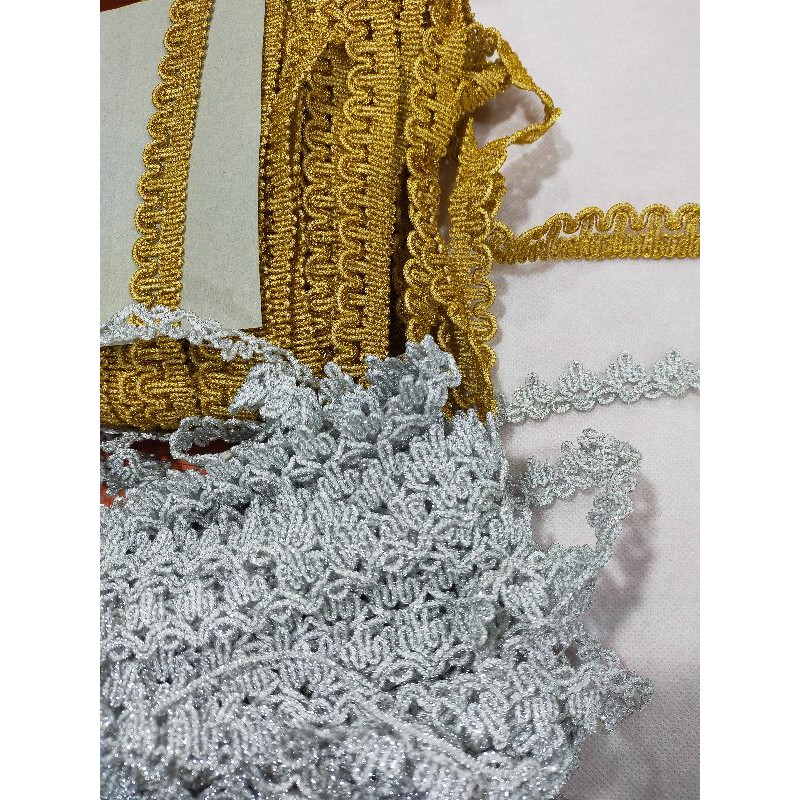 Renda Glitter Lebar / renda baju per meter