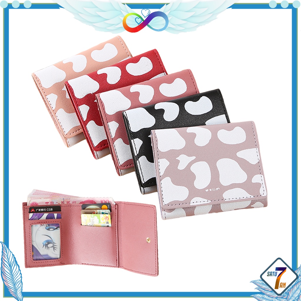 Satu7an D54 Dompet Pendek Lipat Wanita Korea Fashion Stylish Dompet Cewek Uang Kertas Kartu Short Wallet PU