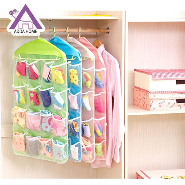 Adda Home - Hanger Organizer Tempat Gantung CD Pakaian Kaos Kaki Serbaguna 16 Sekat