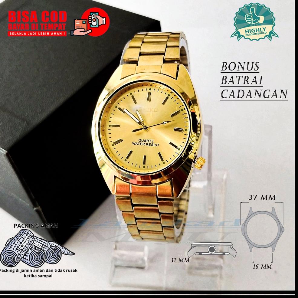 ((K-AGT_➸)) TERLARIS Jam Tangan Full Gold Stainless Steel Jam Tangan Pria/Wanita F105 Casual Rantai 