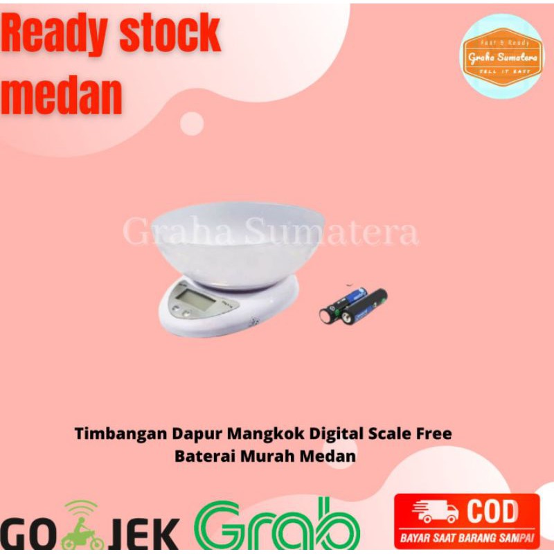 Timbangan Dapur Mangkok Digital Scale Free Baterai  Murah Medan