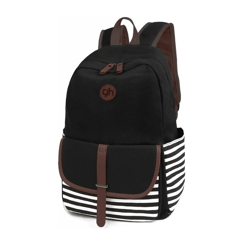 GH-Bag Tas Sekolah Ransel Sekolah Backpack Kanvas Wanita Cocok Untuk SMP SMU KANVAS STRIPE TS