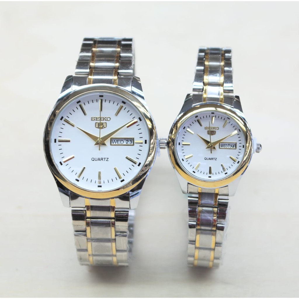 Grosiran Jam Tangan Couple 471408 ET Analog Hari Tanggal Aktif Free Baterai (COD)