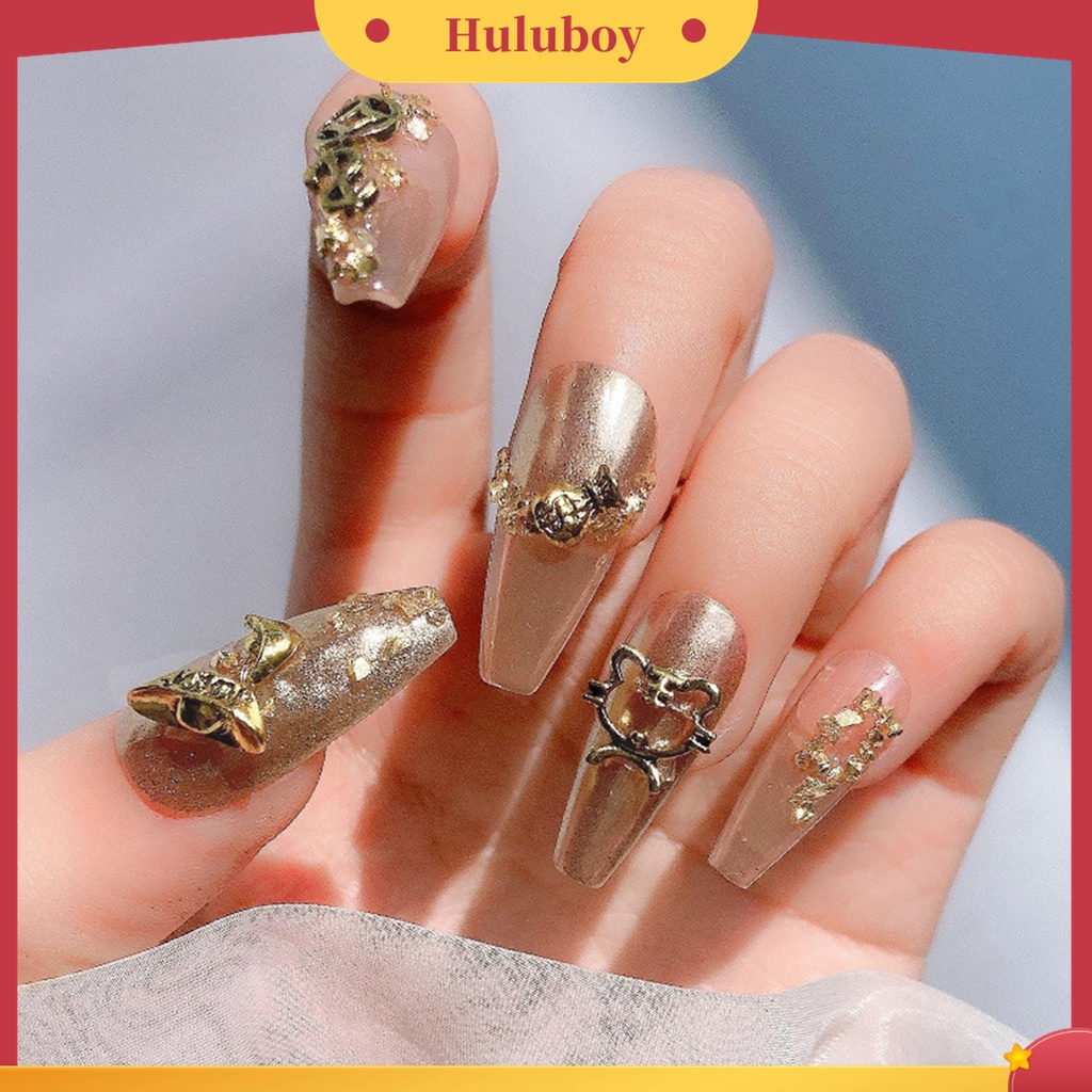 Huluboy Huluboy♡ 10 Pcs Perhiasan Kuku Portable Bahan Alloy Gaya Retro Untuk Dekorasi Manicure