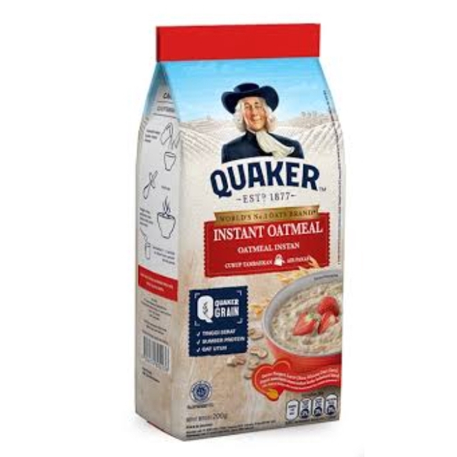 

Quaker Oatmeal instant 200 gram ( kemasan merah)