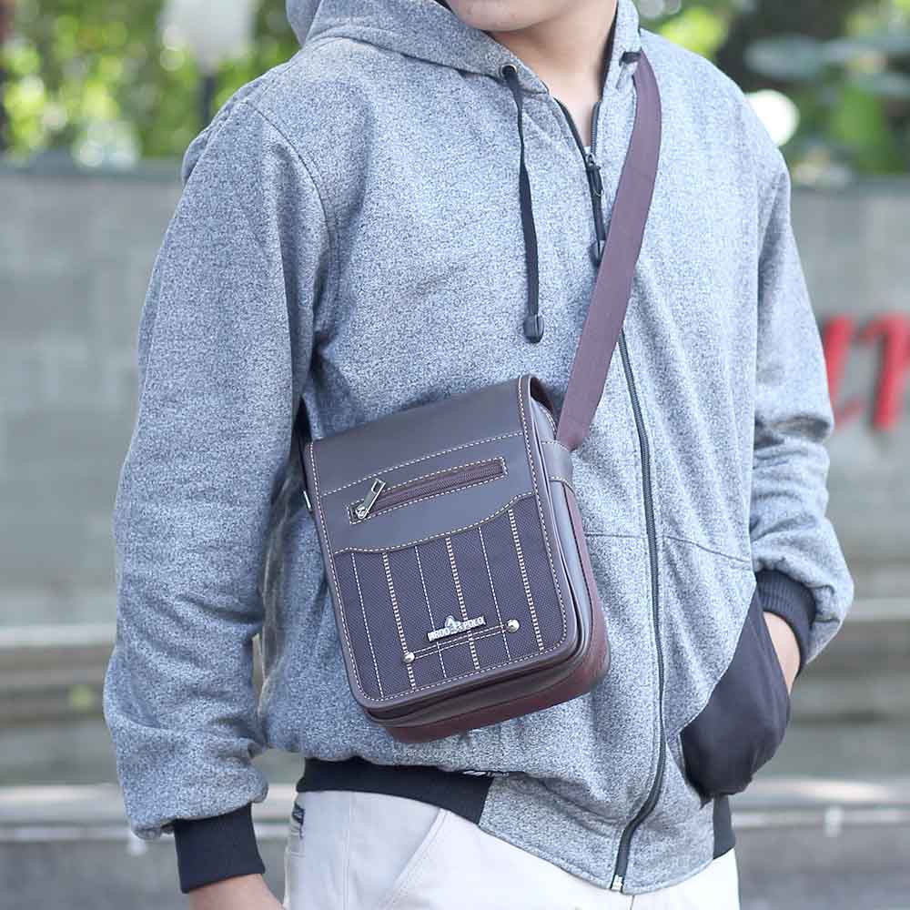 Tas Selempang Sling Bag Pria Kecil Kulit Sintetis Distro Terbaru Keren