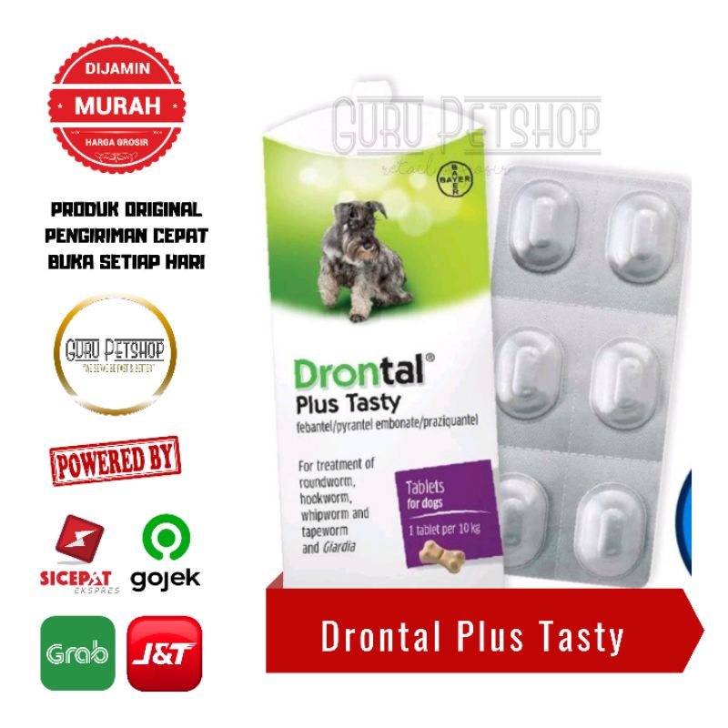 Drontal Plus Tasty for Dog 1Tablet Obat Cacing Anjing Drontal Dog