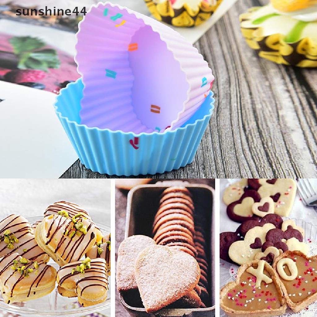 Sunshine 1 / 5pcs Cetakan Kue Muffin / Cupcake / Cokelat Bentuk Hati Bahan Silikon