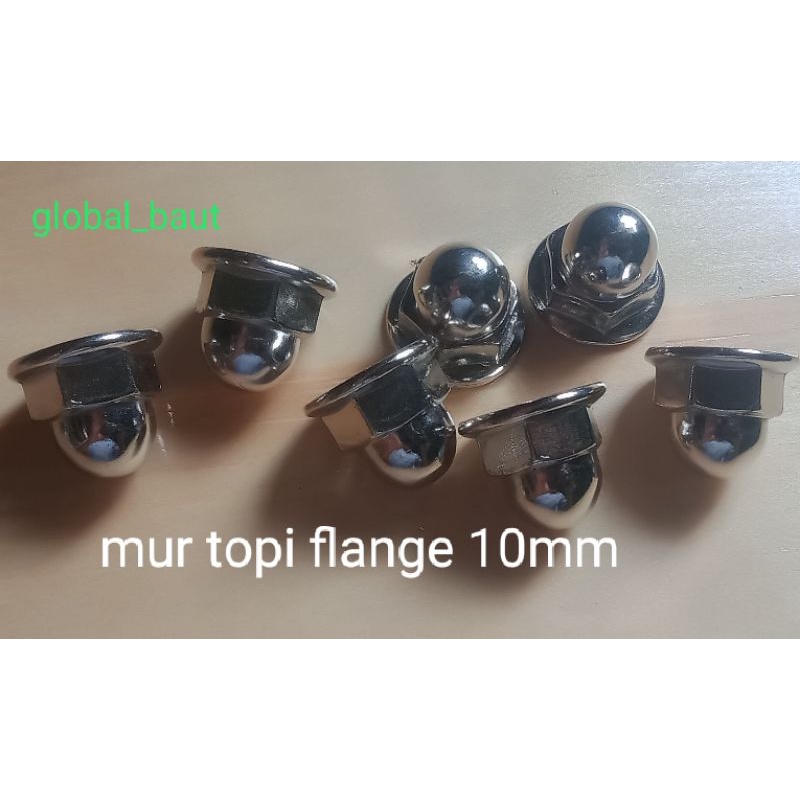 mur topi flange 10mm pendek kunci 14
