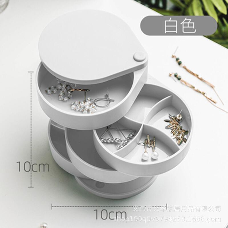 Rotating Jewelry Storage Box - Box Perhiasan 4 tingkat - Bulat - Plastik