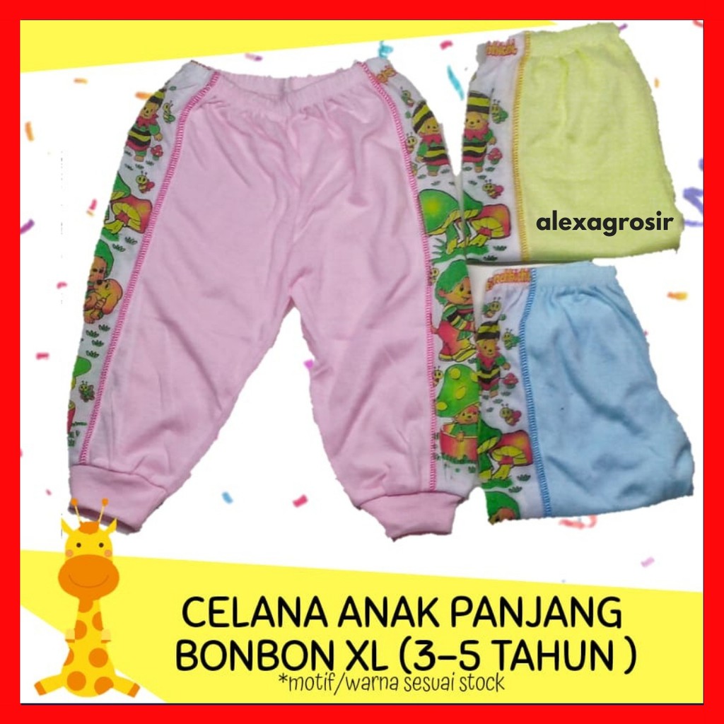 Celana Panjang Bayi Halus Lembut 3-5 Tahun, BonBon Murah Berkualitas Size S M L XL 3L