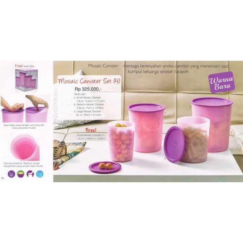MOSAIC CANISTER SET UNGU || TUPPERWARE MURAH